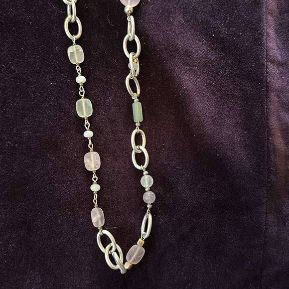 J.Jill Semi-Precious Stone and Silver Tone Chain Necklace Adjustable NWT - Picture 2 of 8